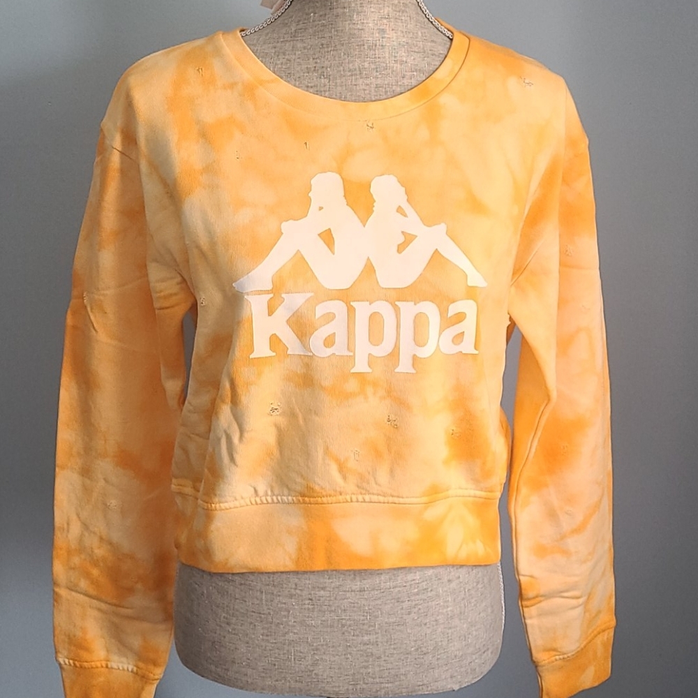 Kappa Cavosa Orange Tie Die Crop Sweatshirt NWT
